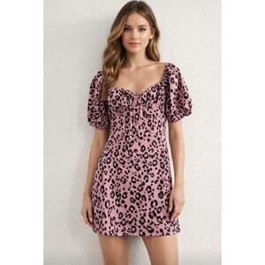 Re:named Purplr Black Leopard Pattern Mini Dress S